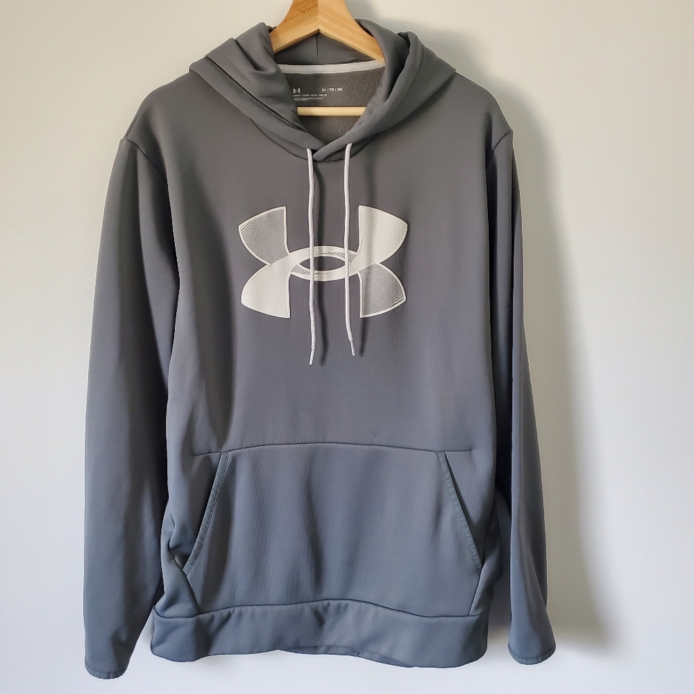 Under Armour Men's Pullover Hoodie XL Grey Drawstring Loose Fit